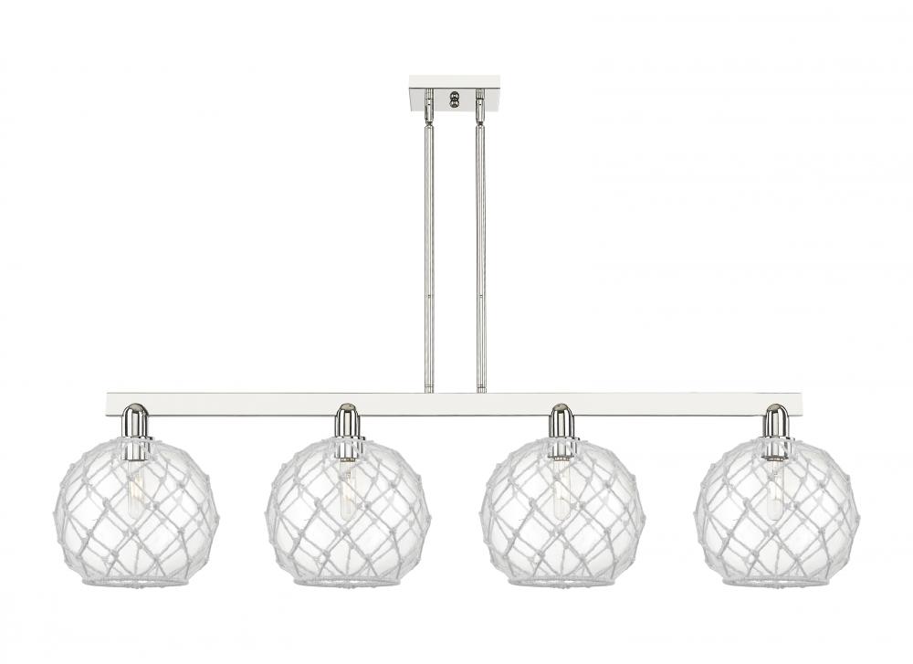 Farmhouse Rope - 4 Light - 53 inch - Polished Nickel - Stem hung - Island Light