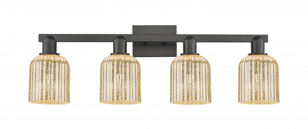 Bridal Veil - 4 Light - 36 inch - Matte Black - Bath Vanity Light