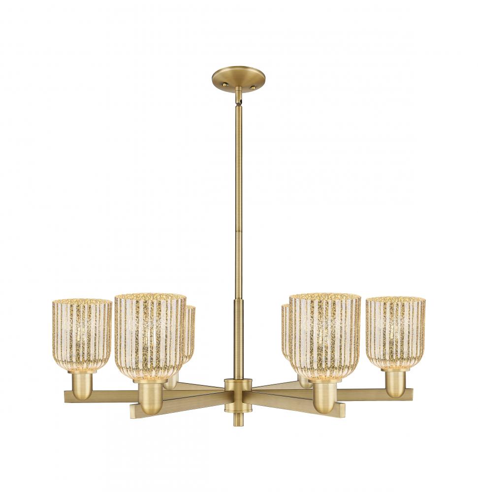 Bridal Veil - 6 Light - 24 inch - Brushed Brass - Chandelier