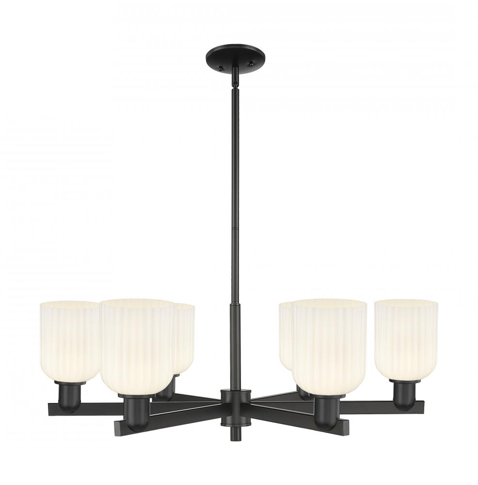 Bridal Veil - 6 Light - 24 inch - Matte Black - Chandelier