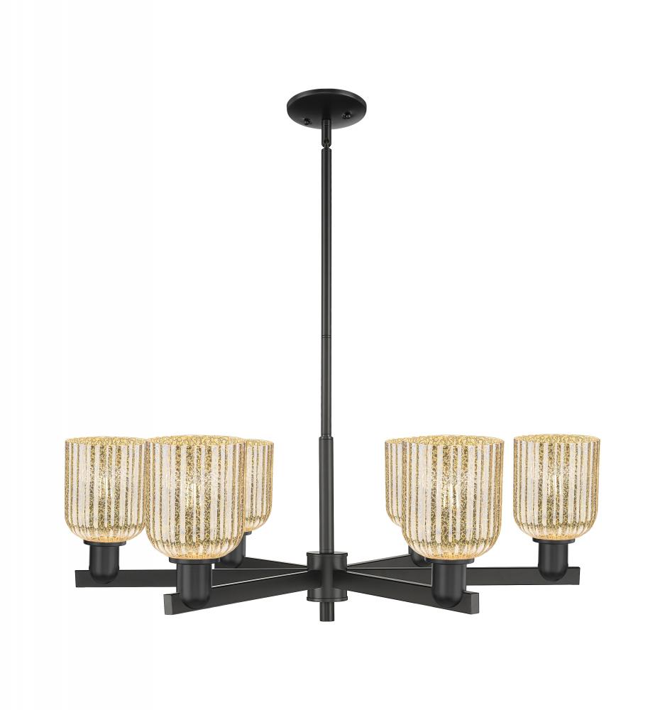 Bridal Veil - 6 Light - 24 inch - Matte Black - Chandelier