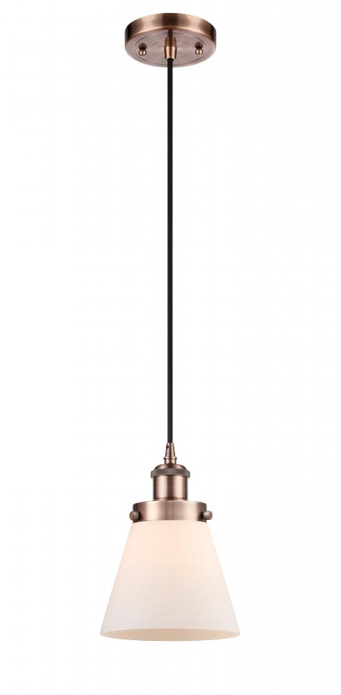 Cone - 1 Light - 6 inch - Antique Copper - Cord hung - Mini Pendant