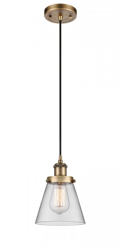 Cone - 1 Light - 6 inch - Brushed Brass - Cord hung - Mini Pendant
