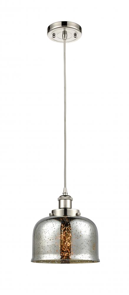 Bell - 1 Light - 8 inch - Polished Nickel - Cord hung - Mini Pendant