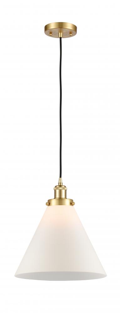 Cone - 1 Light - 12 inch - Satin Gold - Cord hung - Mini Pendant