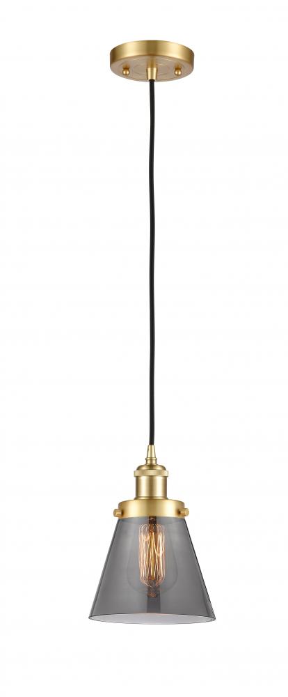 Cone - 1 Light - 6 inch - Satin Gold - Cord hung - Mini Pendant