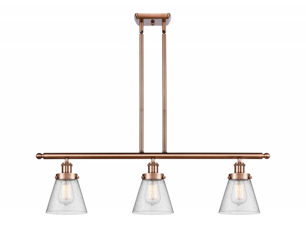 Cone - 3 Light - 36 inch - Antique Copper - Stem Hung - Island Light