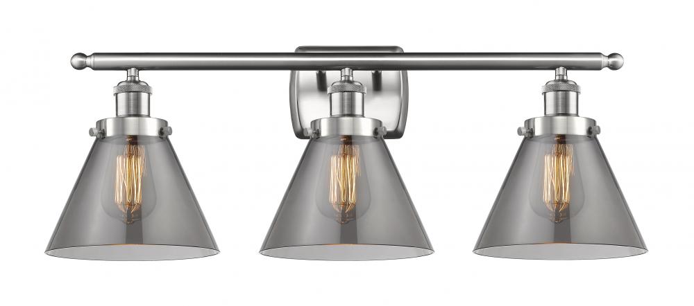 Cone - 3 Light - 28 inch - Brushed Satin Nickel - Bath Vanity Light
