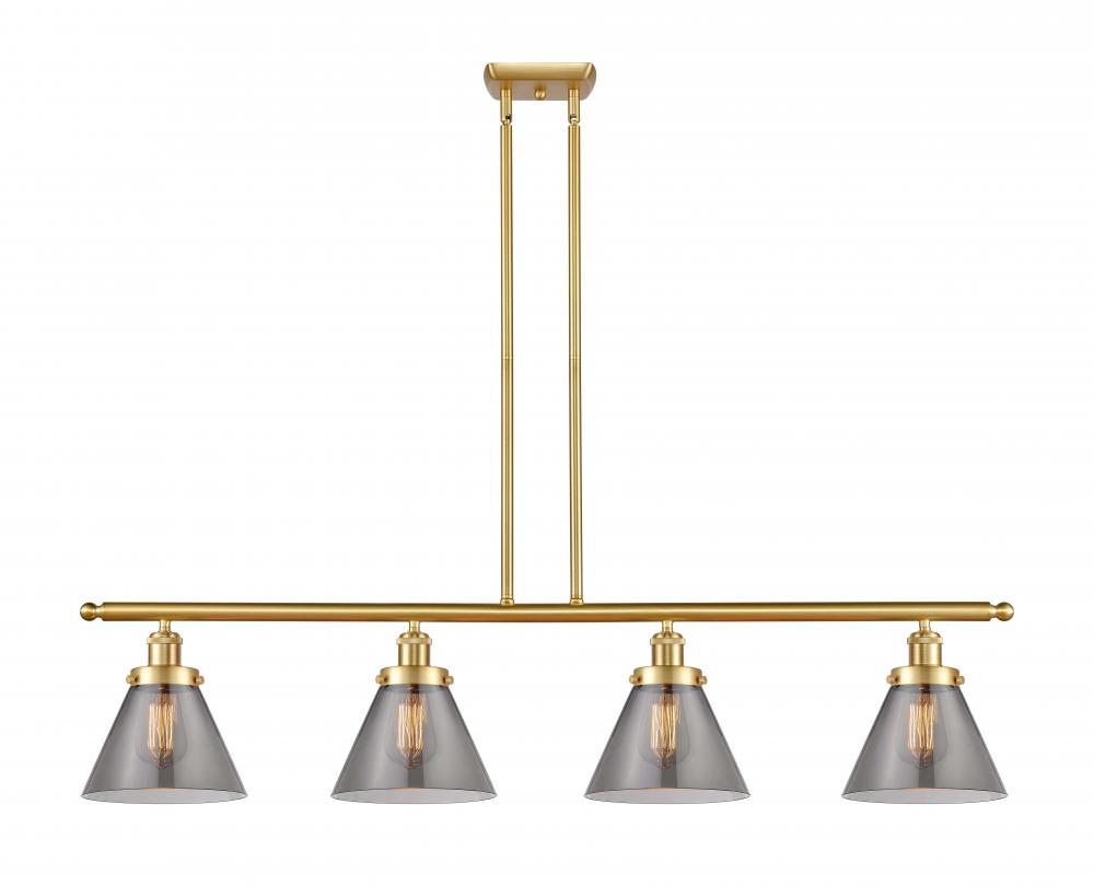 Cone - 4 Light - 48 inch - Satin Gold - Stem Hung - Island Light