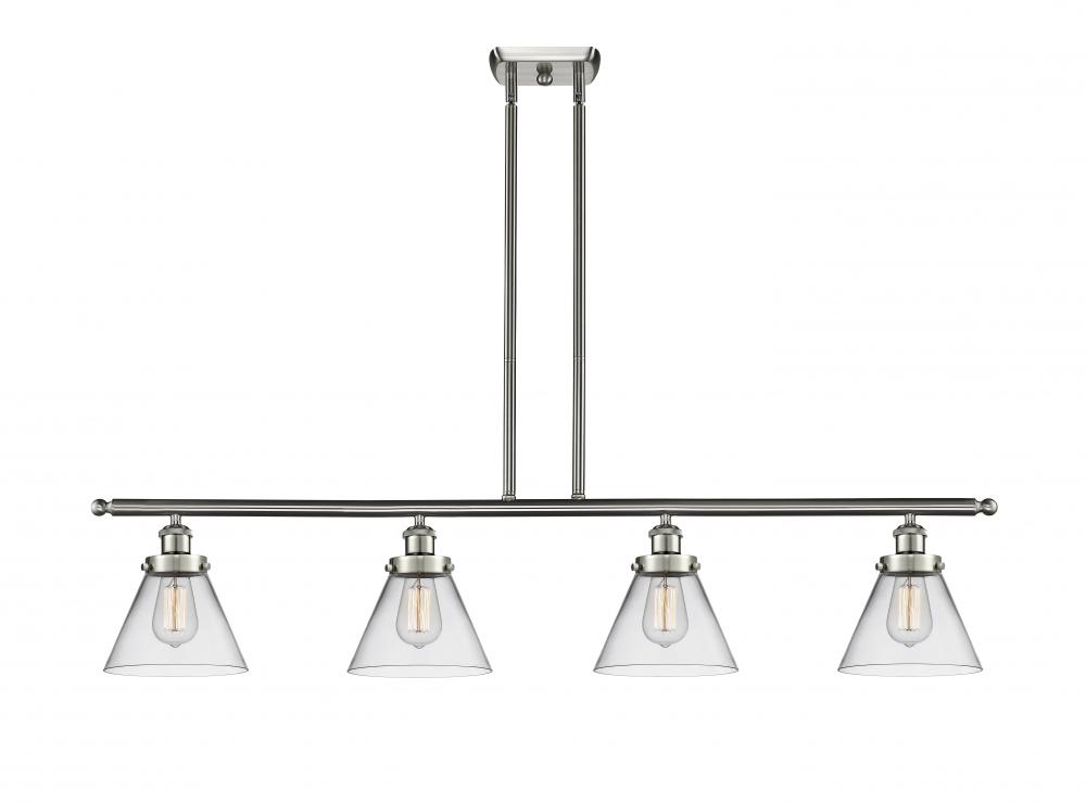 Cone - 4 Light - 48 inch - Brushed Satin Nickel - Stem Hung - Island Light