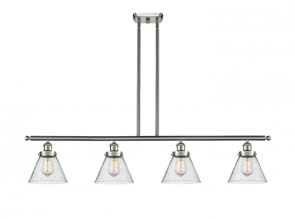 Cone - 4 Light - 48 inch - Brushed Satin Nickel - Stem Hung - Island Light