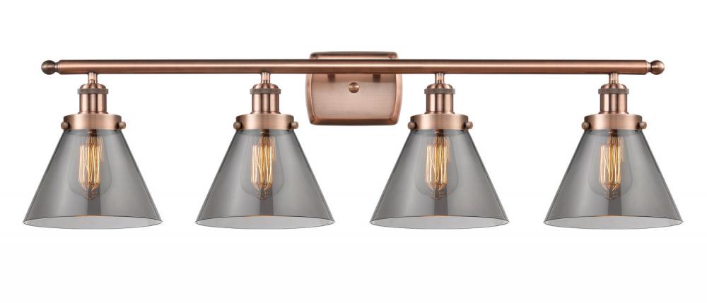 Cone - 4 Light - 38 inch - Antique Copper - Bath Vanity Light