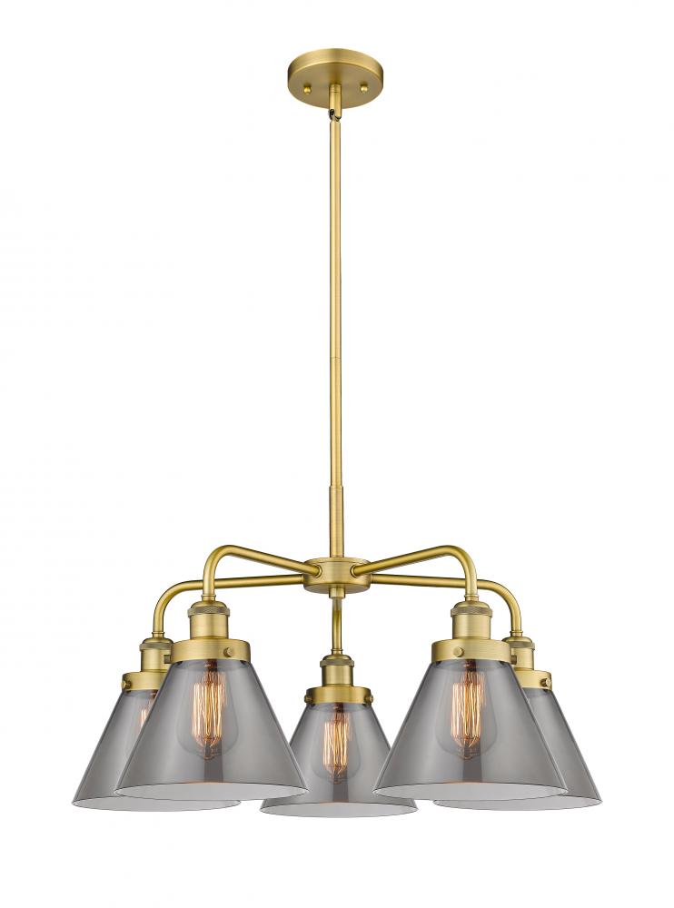 Cone - 5 Light - 26 inch - Brushed Brass - Chandelier