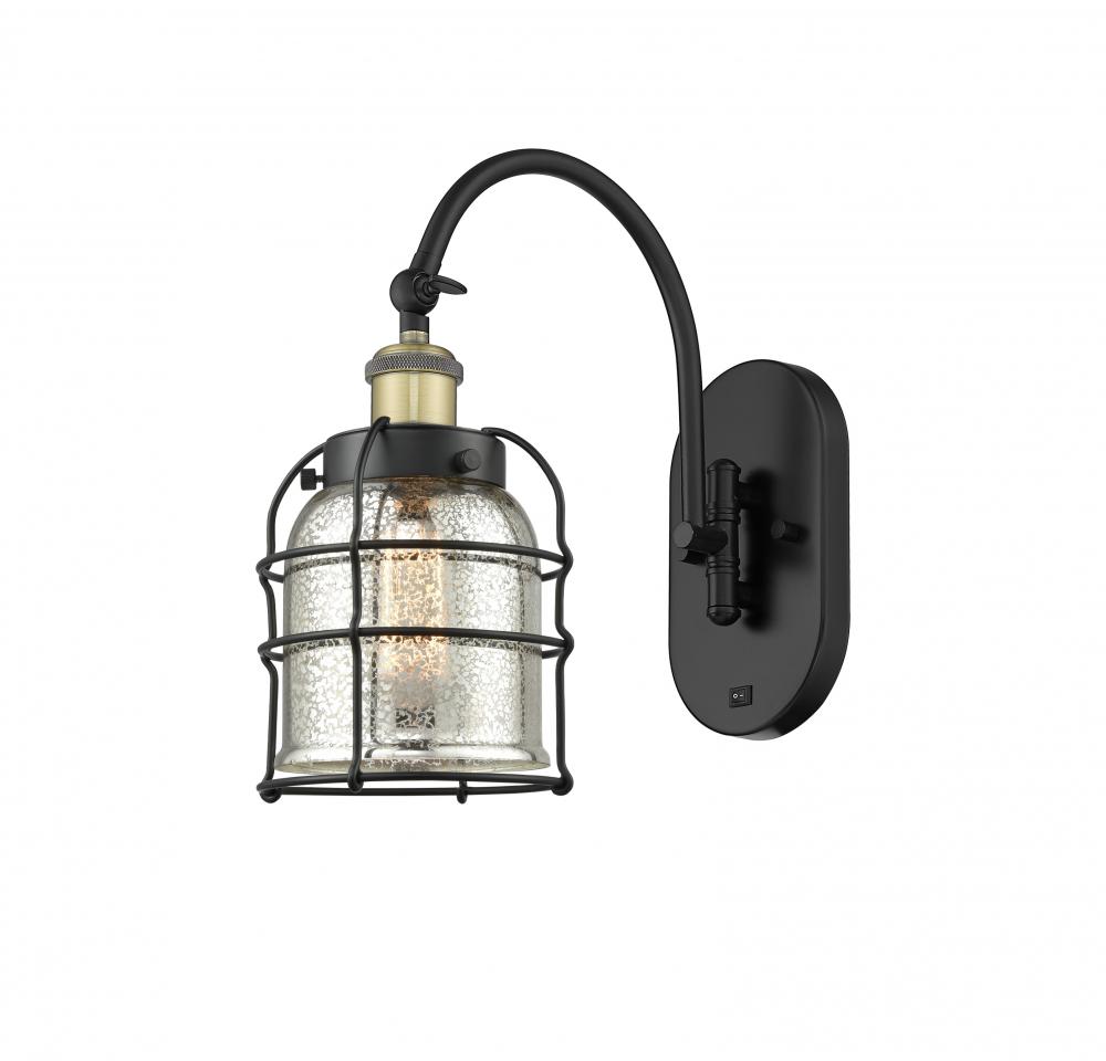 Bell Cage - 1 Light - 6 inch - Black Antique Brass - Adjustable Swing Arm