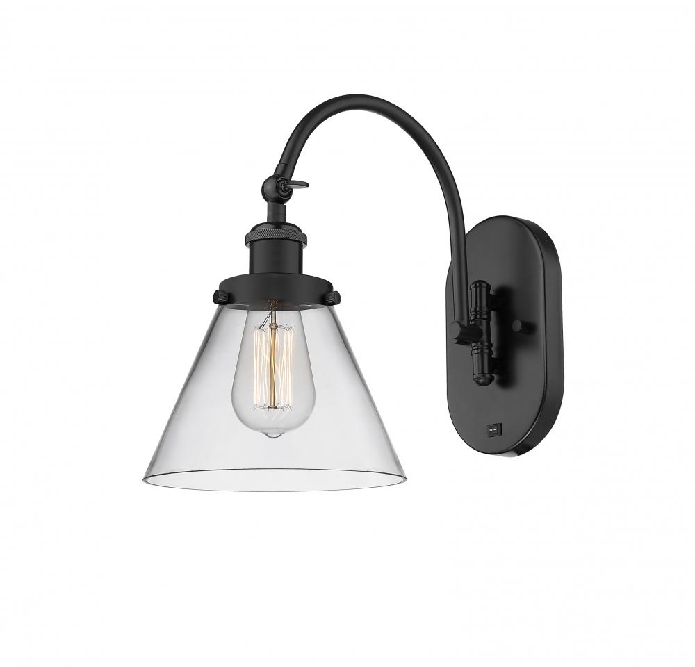 Cone - 1 Light - 8 inch - Matte Black - Adjustable Swing Arm