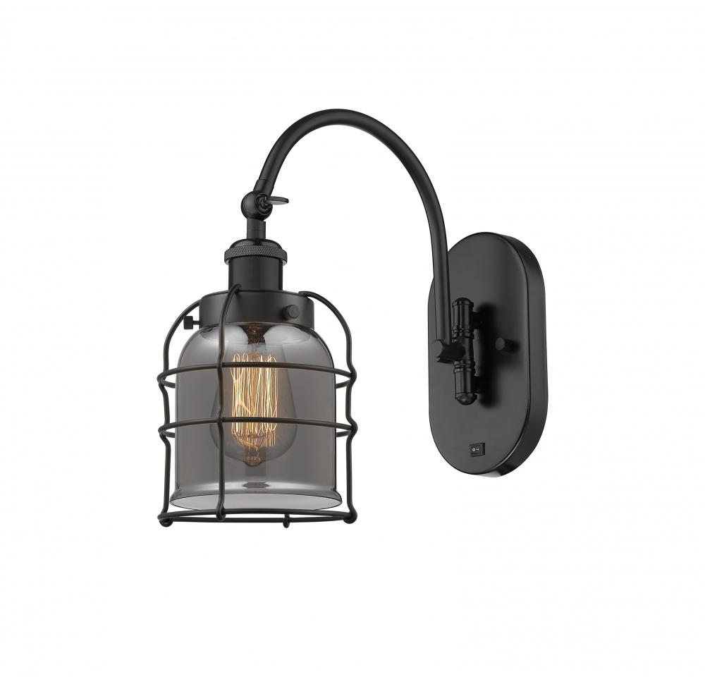 Bell Cage - 1 Light - 6 inch - Matte Black - Adjustable Swing Arm