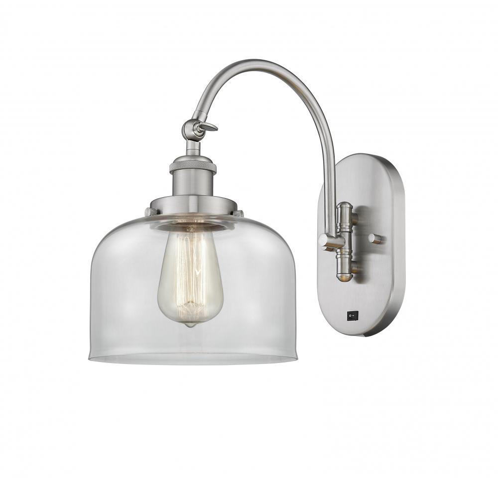 Bell - 1 Light - 8 inch - Brushed Satin Nickel - Adjustable Swing Arm