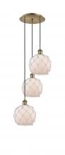 Innovations Lighting 113B-3P-AB-G121-8RW - Farmhouse Rope - 3 Light - 15 inch - Antique Brass - Cord Hung - Multi Pendant