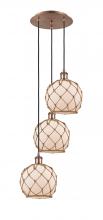 Innovations Lighting 113B-3P-AC-G121-8RB - Farmhouse Rope - 3 Light - 15 inch - Antique Copper - Cord Hung - Multi Pendant