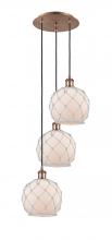 Innovations Lighting 113B-3P-AC-G121-8RW - Farmhouse Rope - 3 Light - 15 inch - Antique Copper - Cord Hung - Multi Pendant