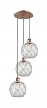 Innovations Lighting 113B-3P-AC-G122-8RW - Farmhouse Rope - 3 Light - 15 inch - Antique Copper - Cord Hung - Multi Pendant
