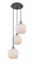 Innovations Lighting 113B-3P-BAB-G121-8RW - Farmhouse Rope - 3 Light - 15 inch - Black Antique Brass - Cord Hung - Multi Pendant