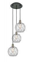 Innovations Lighting 113B-3P-BAB-G122-8RW - Farmhouse Rope - 3 Light - 15 inch - Black Antique Brass - Cord Hung - Multi Pendant