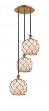 Innovations Lighting 113B-3P-BB-G121-8RB - Farmhouse Rope - 3 Light - 15 inch - Brushed Brass - Cord Hung - Multi Pendant