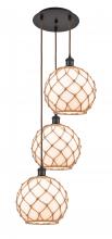 Innovations Lighting 113B-3P-OB-G121-10RB - Farmhouse Rope - 3 Light - 17 inch - Oil Rubbed Bronze - Cord Hung - Multi Pendant