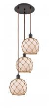 Innovations Lighting 113B-3P-OB-G121-8RB - Farmhouse Rope - 3 Light - 15 inch - Oil Rubbed Bronze - Cord Hung - Multi Pendant