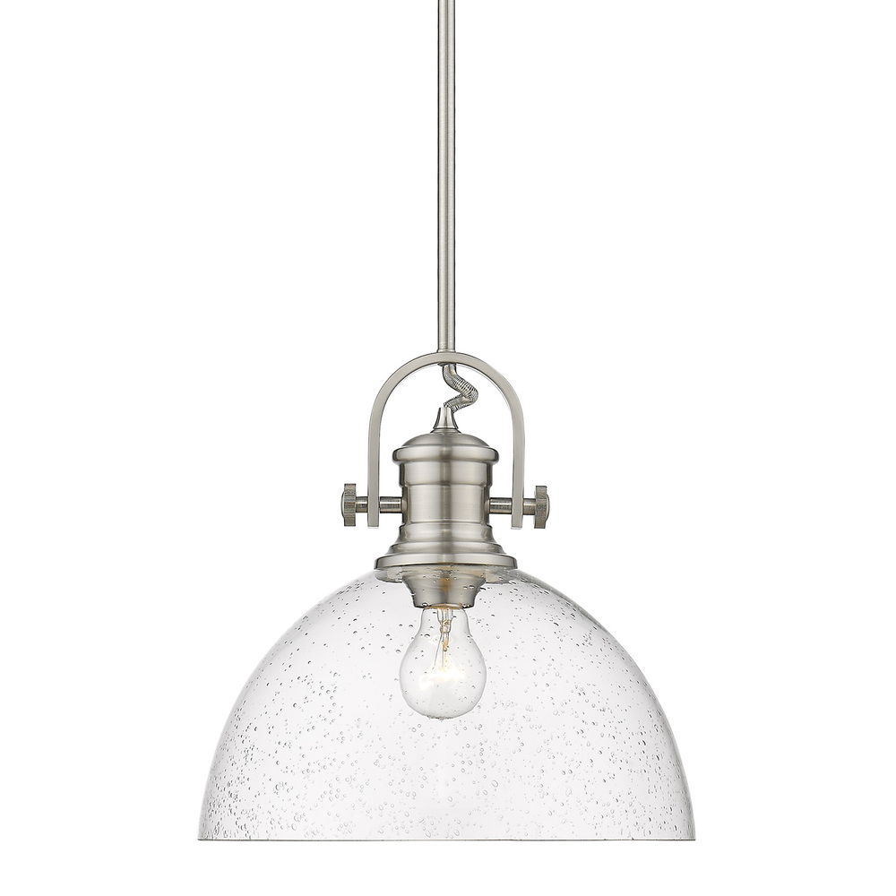 Hines 1-Light Pendant in Pewter with Seeded Glass