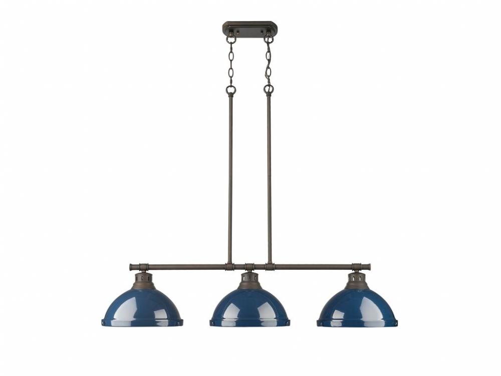 Duncan Small Pendant with Rod in Rubbed Bronze with White