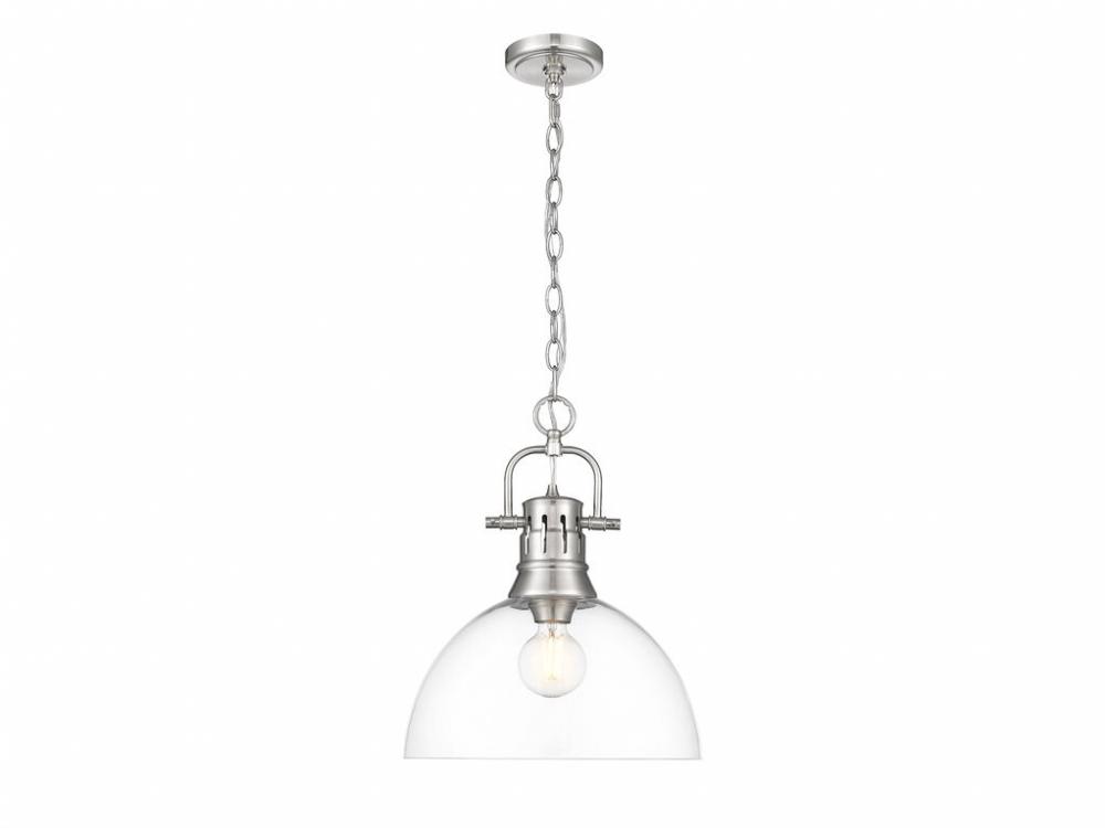 Duncan 1-Light Pendant with Chain in Pewter with Clear Glass