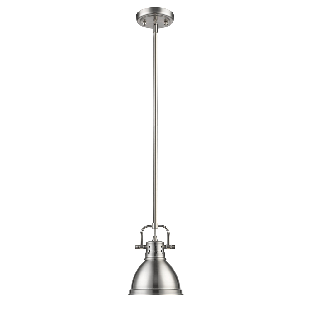 Duncan Mini Pendant with Rod in Pewter with a Pewter Shade