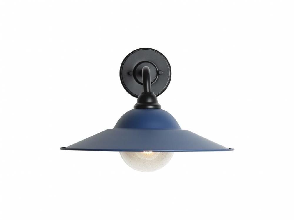 Croma 15&#34; Wall Sconce - Outdoor in Matte Black with Matte Blue Shade