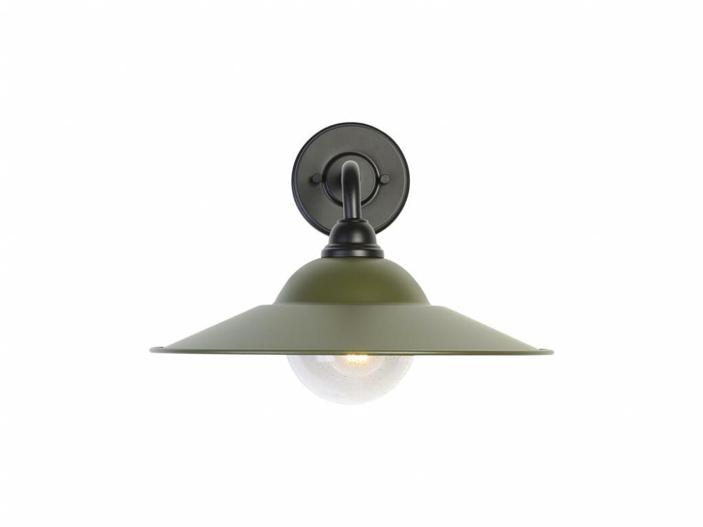 Croma 15&#34; Wall Sconce - Outdoor in Matte Black with Matte Pine Shade