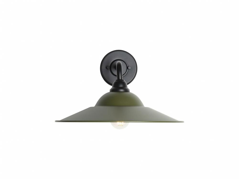 Croma 15&#34; Wall Sconce - Outdoor in Matte Black with Matte Pine Shade