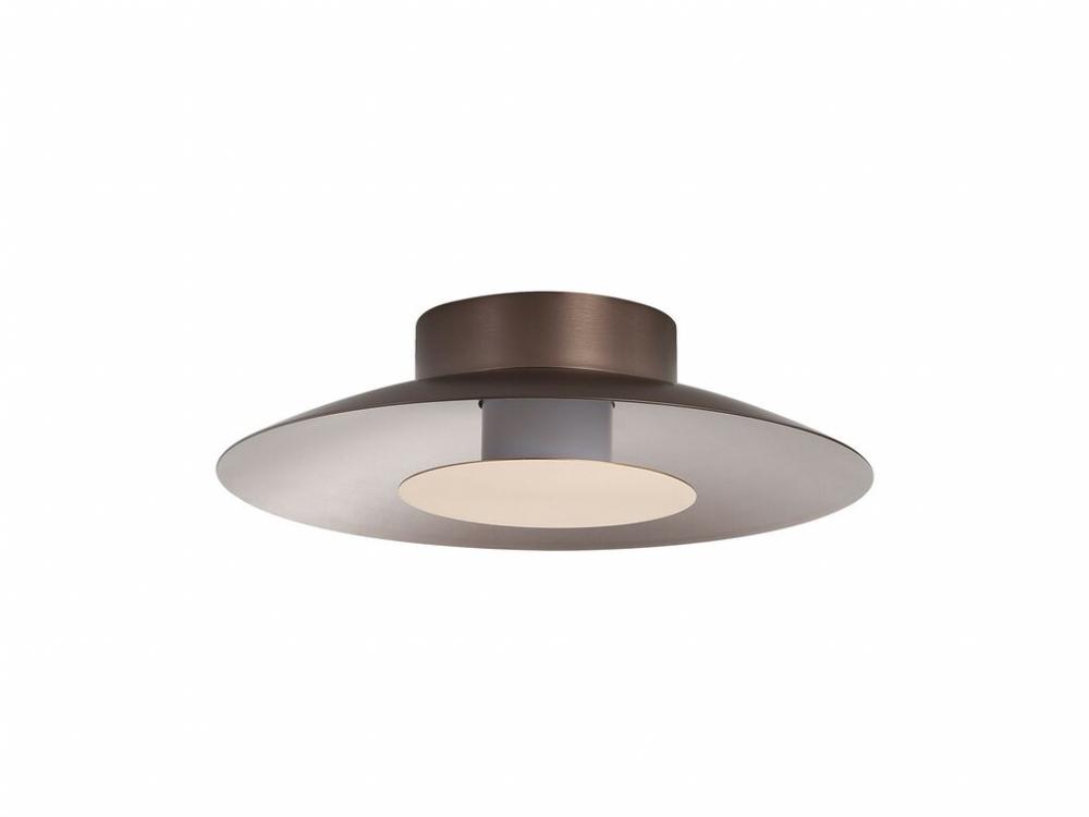 Luma LED Flush Mount - 12&#34; in Coffee Silver with French Gold Shade