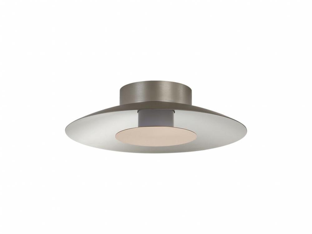 Luma LED Flush Mount - 12&#34; in Sand Nickel with French Gold Shade