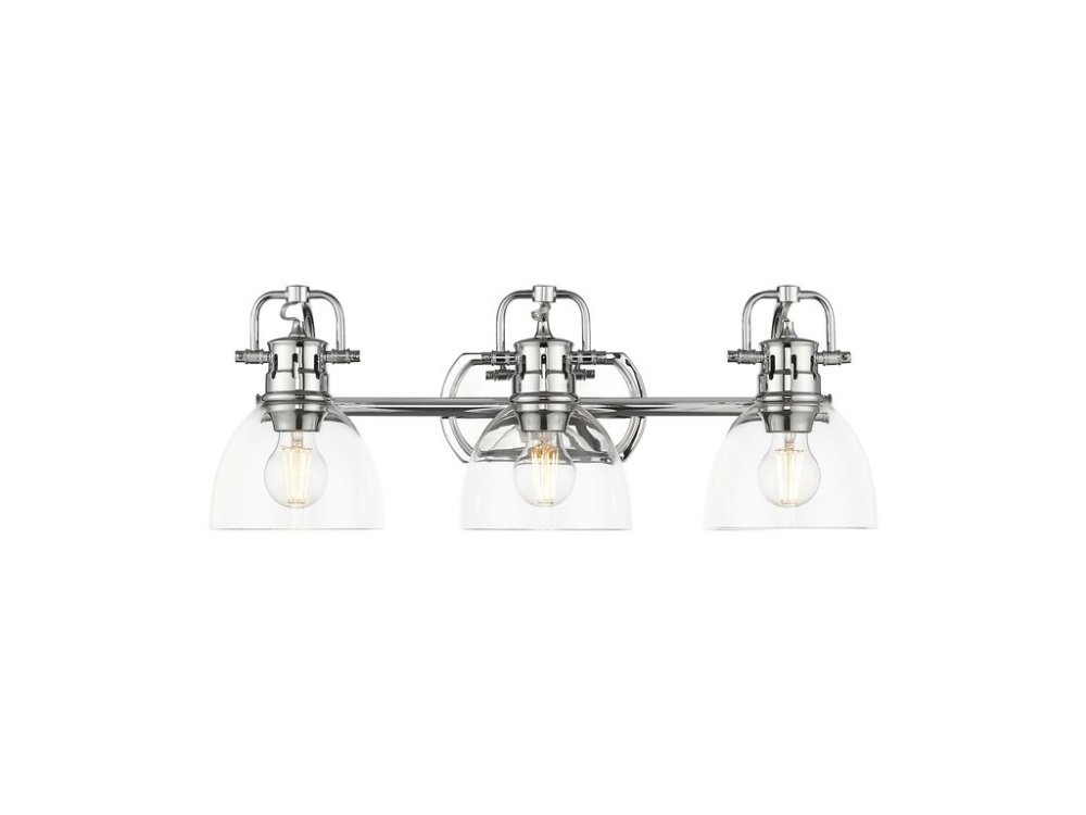 Duncan 3-Light Bath Vanity in Chrome with Clear Glass