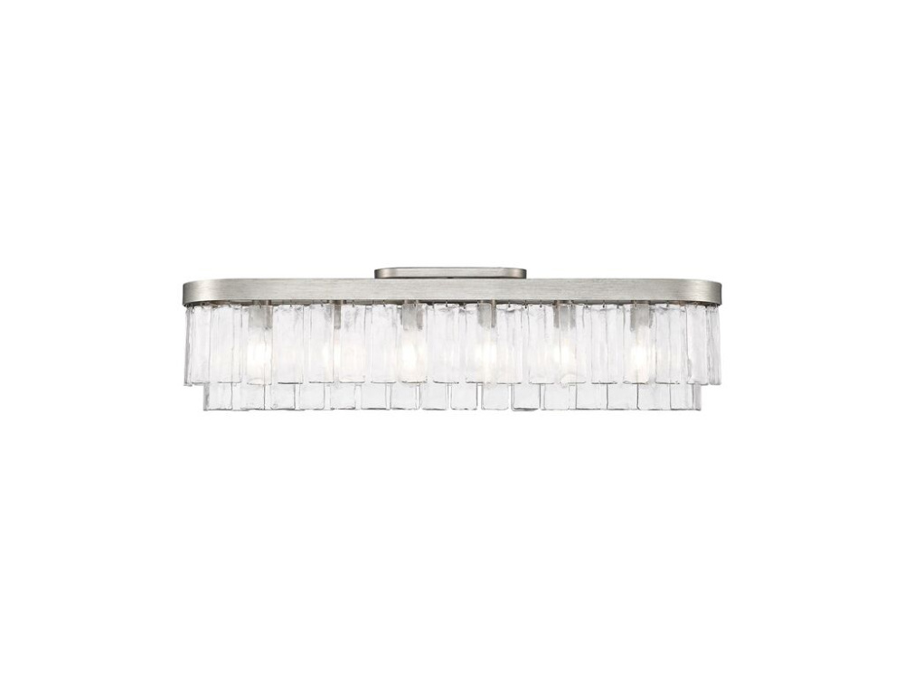 Ciara 6-Light Flush Mount in Peruvian Silver with Hammered Water Glass