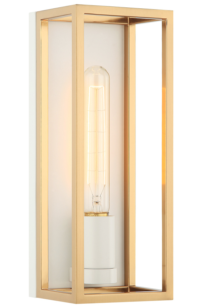 Shadowbox White + Aged Gold Brass Wall Sconce