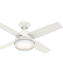 Hunter 59246 - Hunter 44 inch Dempsey Fresh White Ceiling Fan with LED Light Kit and Handheld Remote