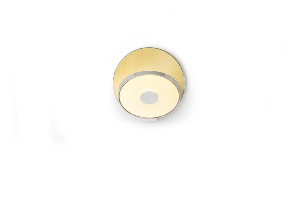 Gravy Wall Sconce - Chrome body, Brass plates - Plug-in