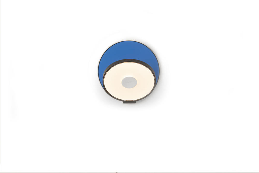 Gravy Wall Sconce - Metallic Black body, Matte Blue plates - Plug-in