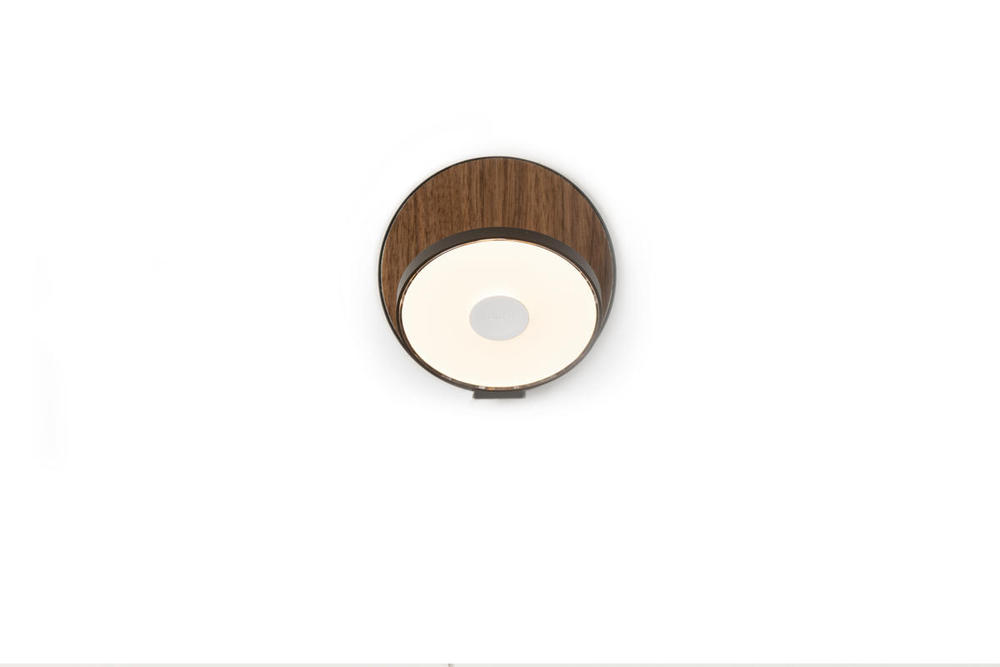 Gravy Wall Sconce - Metallic Black body, Oiled Walnut plates - Plug-in