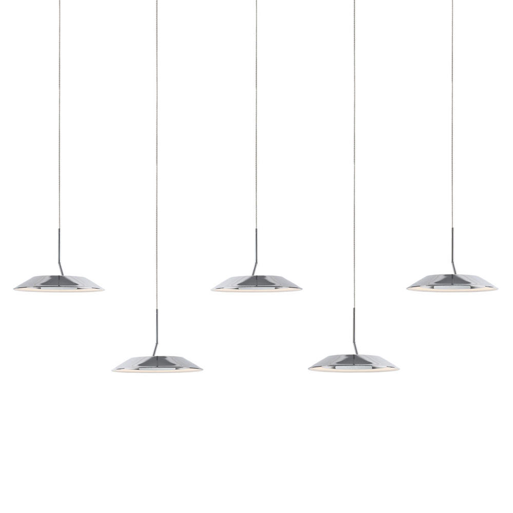 Royyo Pendant (linear with 5 pendants), Chrome, Matte White Canopy