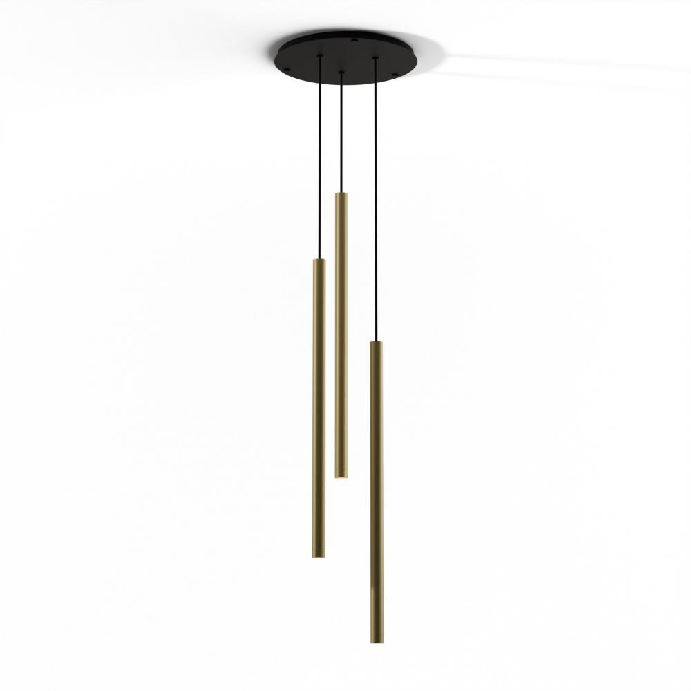 Combi Pendant 36&#34; Circular 3 Combo Brass with Matte Black Canopy, Suspension / Flush Mount 2-in-