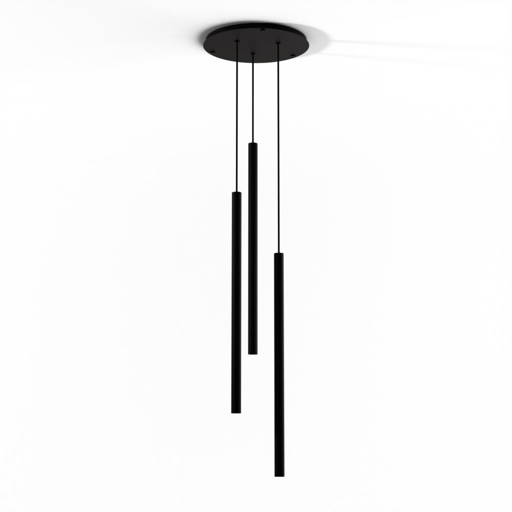 Combi Pendant 36&#34; Circular 3 Combo Matte Black with Matte Black Canopy, Suspension / Flush Mount