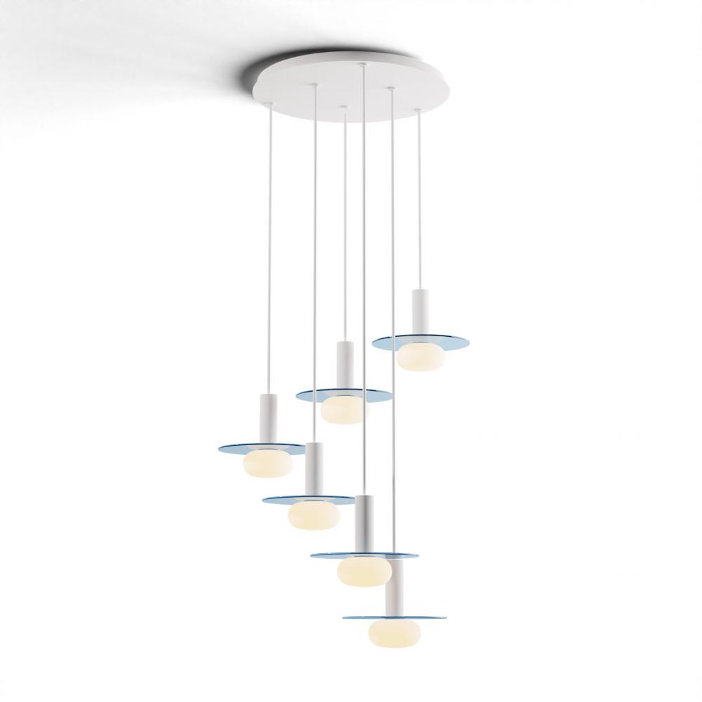 Combi Pendant 6&#34; Circular 6 Combo Matte White with Matte White Canopy